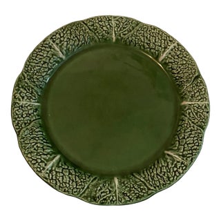 Mid 19th Century Portuguese Majolica Green Lettuce Trim Plate For Sale