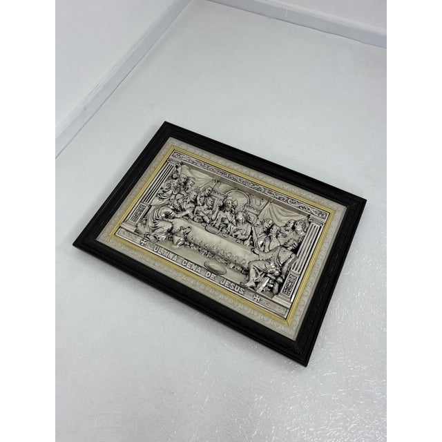 Large Plaque of Jesus' Last Supper in Plated Silver, Italy, 1960s For Sale - Image 7 of 14