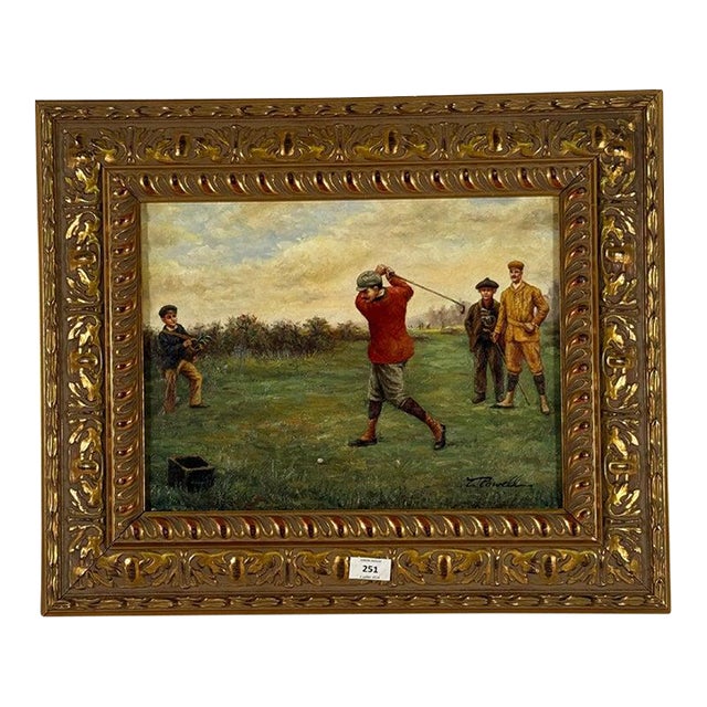 Late 19th Century Antique English Oil of a Golfer For Sale