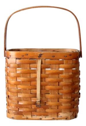 Vintage Splint Basket With Metal Lining