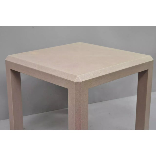 Mid-Century Modern Late 20th Century Karl Springer Style Pink Purple Faux Shagreen Faux Sharkskin Parsons Side Table For Sale - Image 3 of 9