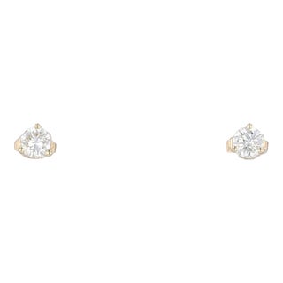 0.41ctw Diamond Stud Earrings 14k Yellow Gold Round Brilliant Solitaire Studs - 2 Pieces For Sale