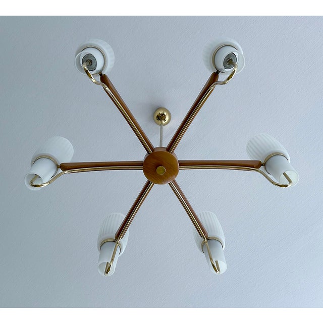 Large Pendant Light in Glass and Teak from Temde, 1960s For Sale - Image 4 of 18