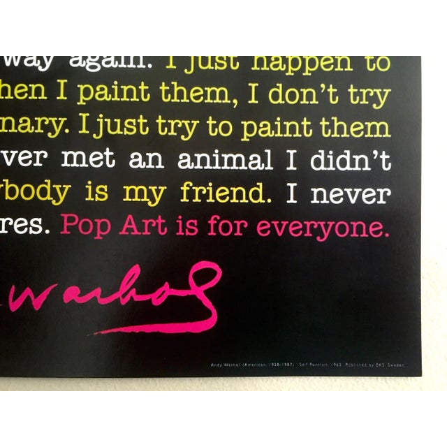 Paper Andy Warhol Quotes Offset Lithograph Print Poster " Pop Art Is for Everyone " Self Portrait Photos, 1963 For Sale - Image 7 of 9