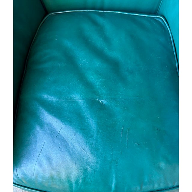 1990s Pair of John Hutton for Donghia "Noble" Green Leather Club Chairs For Sale In San Francisco - Image 6 of 12
