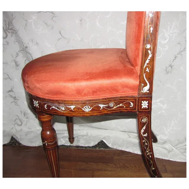Early 19th Century Set of Four 4 Antique Italian Inlaid Rosewood Side Chairs Circa 1830 For Sale - Image 5 of 12