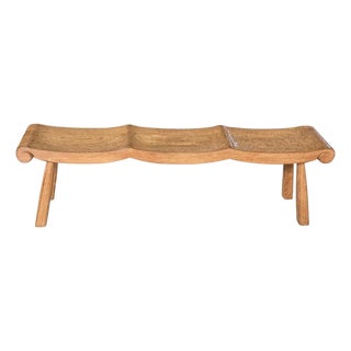 Sculptural Teak Wood Bench, Modern Organic, Stunning Wood Textures For Sale