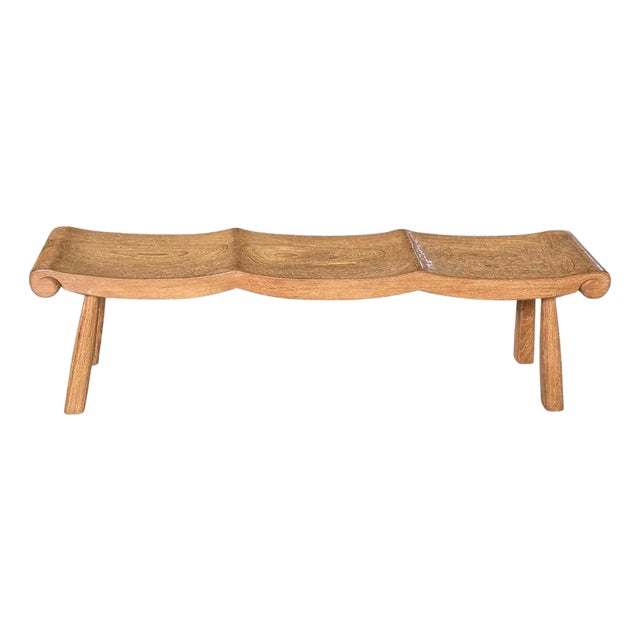 Sculptural Teak Wood Bench, Modern Organic, Stunning Wood Textures For Sale