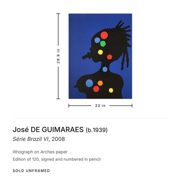 Contemporary 2008 José De Guimaraes Série Brazil VI Signed Lithograph For Sale - Image 3 of 3