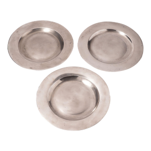 Set of Three Flat Rim Pewter Plates, C. 1775-1800