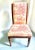 Scrolled Back Side Chairs with Carving Wood Arched Back, set of two. Material: solid wood, fabrics (silk on the back and...