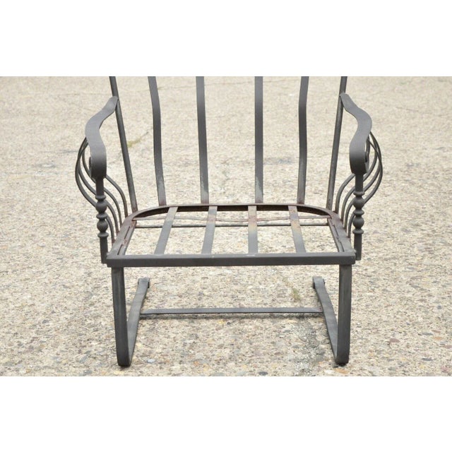 Meadowcraft Early 21st Century Meadowcraft Athens Wrought Iron Patio Lounge Chair. Attributed For Sale - Image 4 of 12