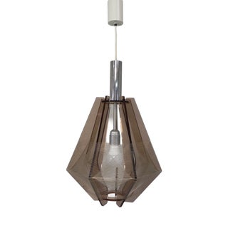 Vintage Acrylic Glass and Nylon Wire Pendant Lamp by Paul Secon for Sompex, 1960s For Sale