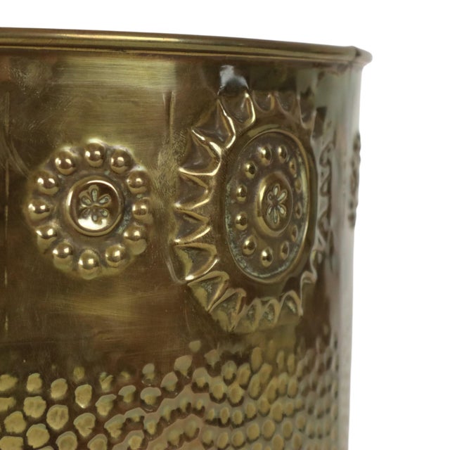 Large Brass Firewood Bin with Repoussé Relief For Sale - Image 9 of 16