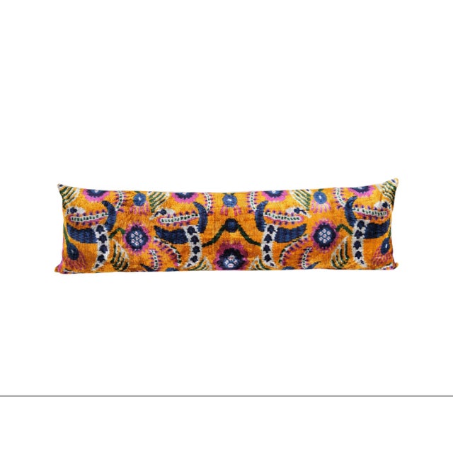 Silk and Velvet Ikat Lumbar Pillow Cover - Set of Three For Sale - Image 4 of 11