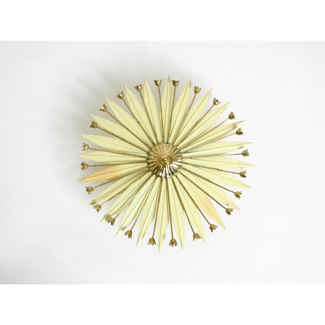 Metal Small Vintage Brass and Metal Sunburst Ceiling Lamp, 1950s For Sale - Image 7 of 18
