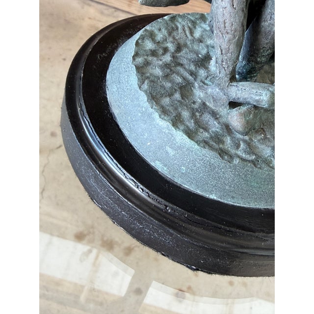 1990s Pair of Vintage Maitland-Smith Style Bronze Monkey Palm Tree Candlesticks For Sale - Image 5 of 12