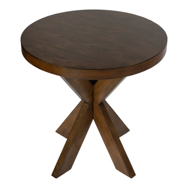 Pendleton Round Praline End Table, Medium Brown For Sale