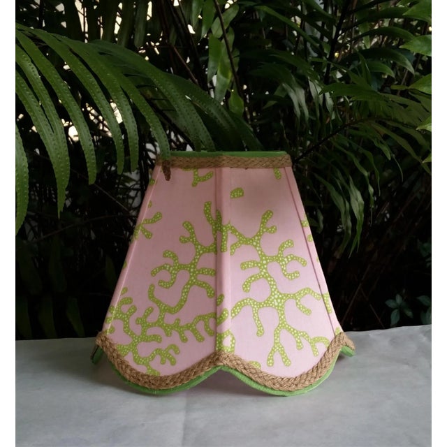 Green Pink and Green Tropical Fabric Lampshade For Sale - Image 8 of 11