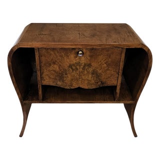 Mid-Century Italian Art Deco Style Walnut Waterfall Dry Bar Cocktail Cabinet, 1940s For Sale