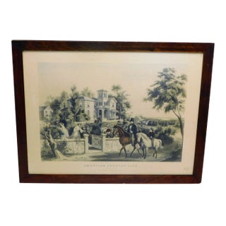 Mid 19th Century Currier and Ives American Country Life May Morning Lithograph, Framed For Sale