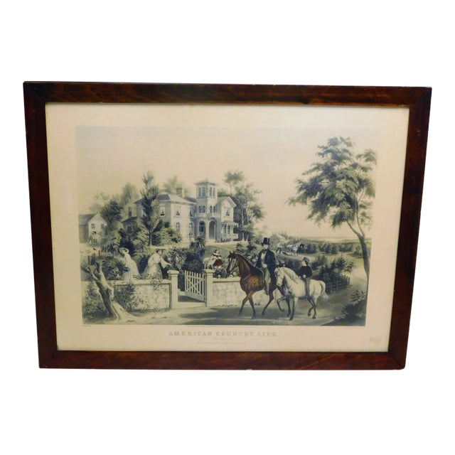 Mid 19th Century Currier and Ives American Country Life May Morning Lithograph, Framed For Sale