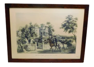 Mid 19th Century Currier and Ives American Country Life May Morning Lithograph, Framed
