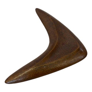 Well Crafted Hammered Copper Boomerang Dish Signed LE For Sale