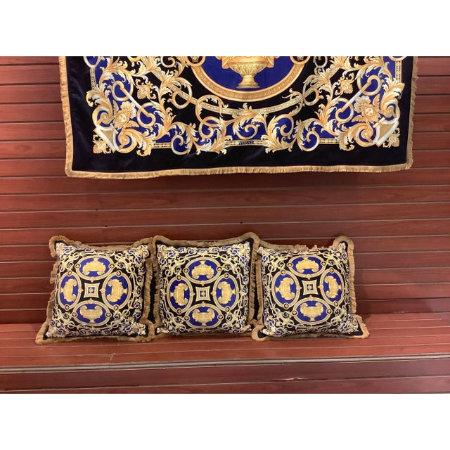 1990s 1990s Vintage Lion and Urn Versace Velvet Pillows - Set of 4 For Sale - Image 5 of 12