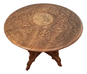 Late 20th Century Ornately Carved Wooden Collapsible Table