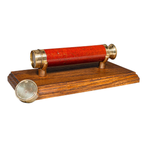Small Antique 3 Draw Telescope, English Brass, Fruitwood, Terrestrial, Victorian