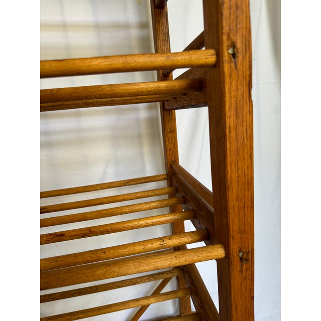 Antique Oak & Iron Industrial Shoe Rack | Chairish