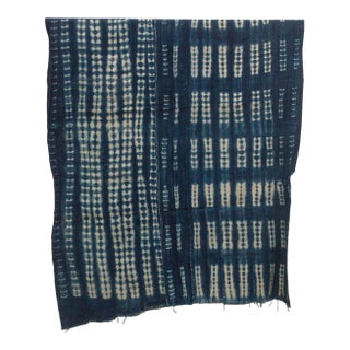 Vintage African Moss "Chevron Valley" Indigo Throw For Sale