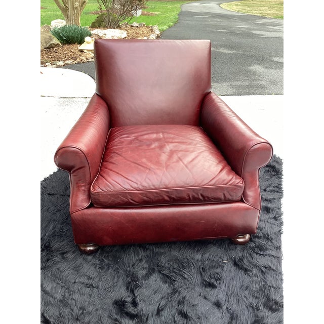 Burgundy Vintage Large Burgundy Leather Club Chair by Hickory Furniture For Sale - Image 8 of 10