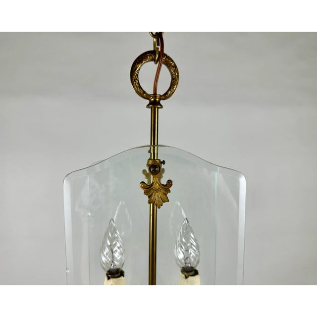 1950s Vintage Bronze and Glass Lantern Pendant, France, 1950s For Sale - Image 5 of 9