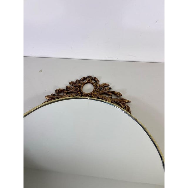 Metal Italian Ornate Brass Framed Wall Mirror, 1960s For Sale - Image 7 of 8