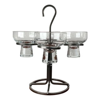 Vintage Danish Candleholder in Wrought Iron and Glass, 1970s For Sale