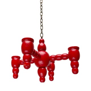 Mid-Century Traditional Swedish Candle Holder Chandelier Pendant, 1960s For Sale