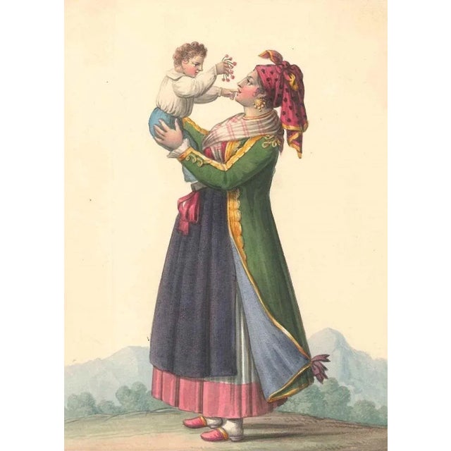 Costume di Procida - Watercolor by M. De Vito - 1820 ca. 1820 c.a. For Sale - Image 3 of 3