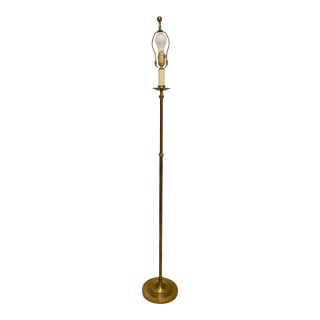 Vintage Solid Brass Segmented Column Floor Lamp With Circular Base For Sale