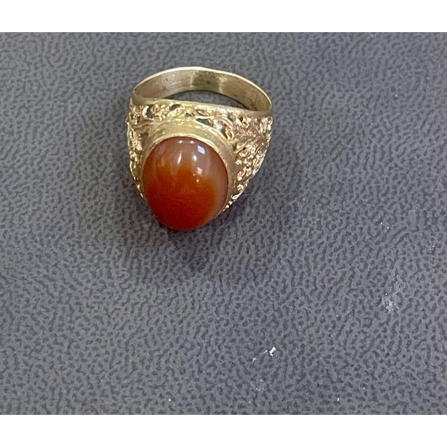 7 Carat Jasper Cabochon 18 Karat Yellow Gold Classic Wide Ring For Sale - Image 4 of 18