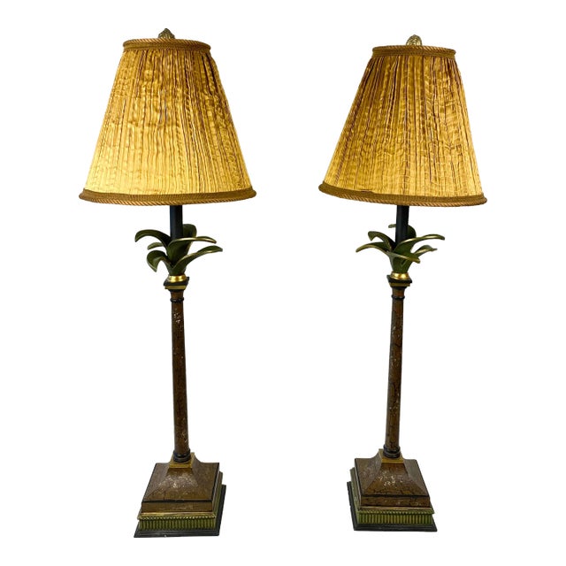 Pair of Green Tree Shaped Table Lamps For Sale