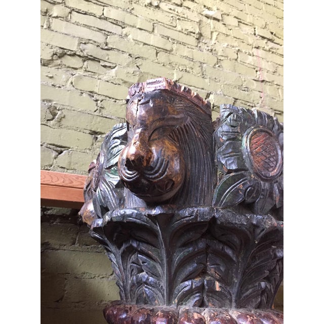Outstanding carving on the large capitals and columns including 4 lions heads with manes carved on each corner. Unique one...