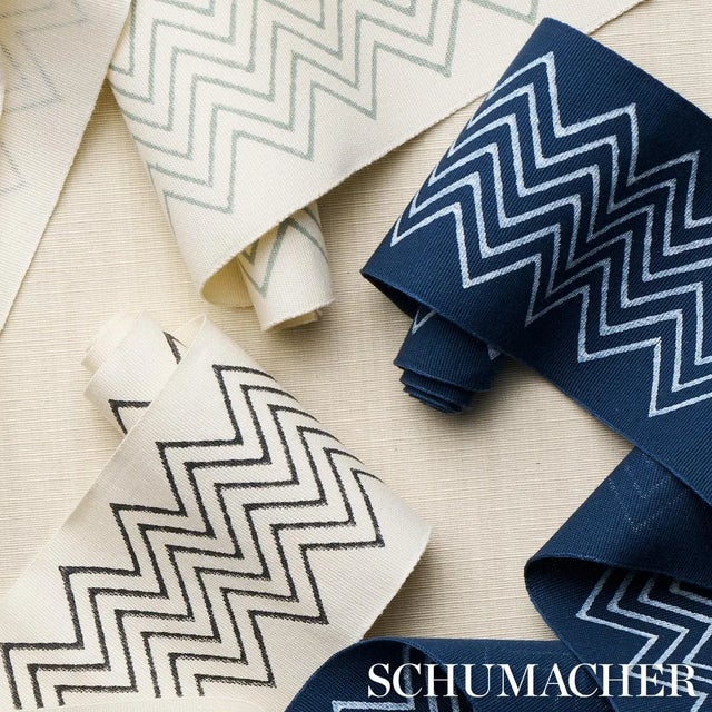 Schumacher SAMPLE - Schumacher Leora Hand Blocked Tape Narrow In Sky For Sale - Image 4 of 4
