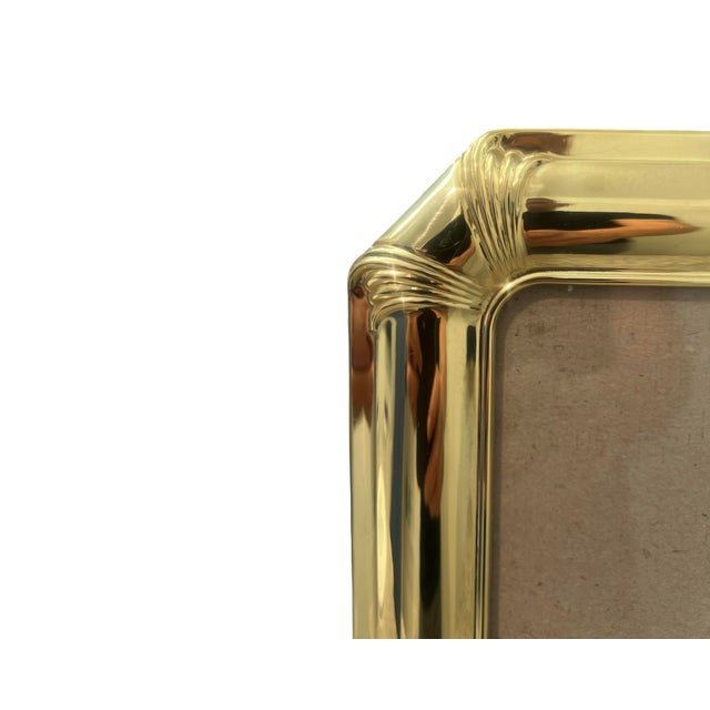 Metal Vintage Postmodern 1980s Art Deco Brass Picture Frame Velvet For Sale - Image 7 of 9