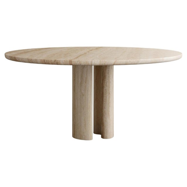 Stone Roman Dining Table III in Classico Alabastrino Travertine by Paloma Editions For Sale - Image 7 of 7