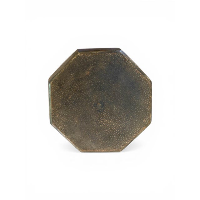 Vintage Chinese octagonal shagreen style stool. Polished or smooth in texture. Cannot confirm whether or not material is...