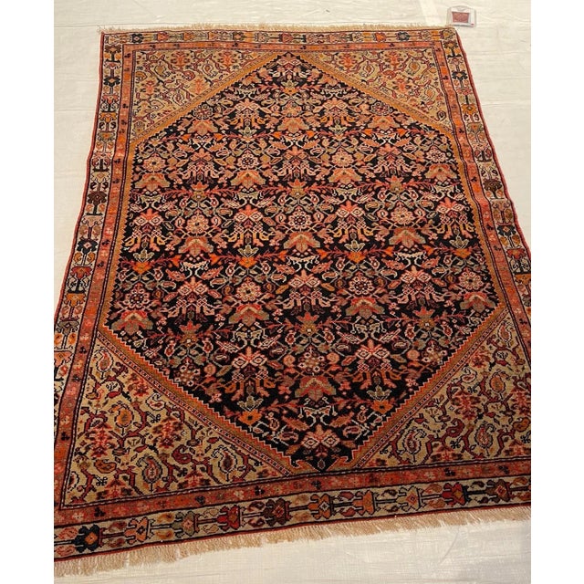 Antique Malayer Rug 4.9 X 3.5 , handmade and hand-knotted, tribal rug , Wool on cotton foundation, authentic Persian Carpet