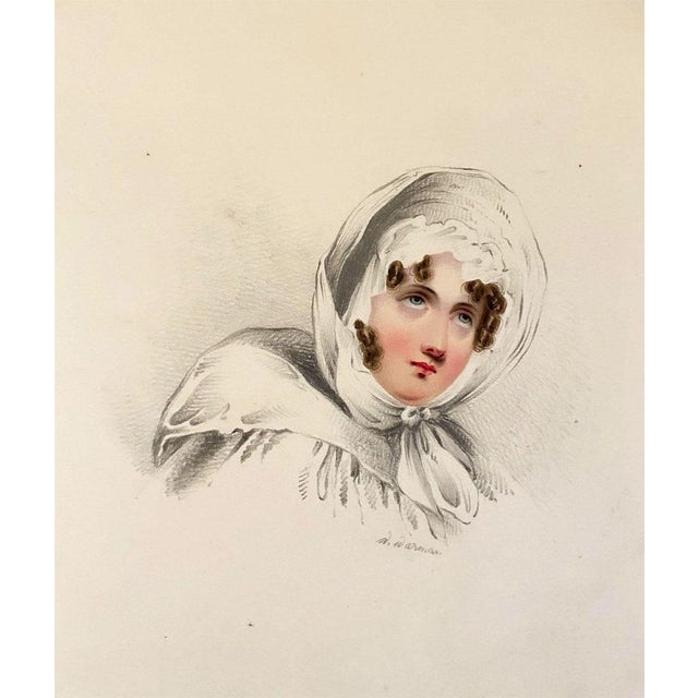 William Warman, Portrait of a Woman in a Bonnet, Mid-19th Century, Watercolour For Sale - Image 3 of 3