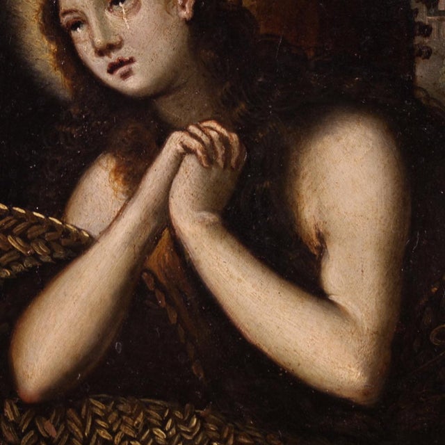 17th Century Venetian School Artist, Penitent Magdalene, 1640, Oil on Copper For Sale - Image 5 of 15